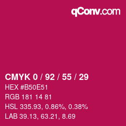Color code: CMYK 0 / 92 / 55 / 29 | qconv.com