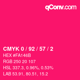 颜色代码: CMYK 0 / 92 / 57 / 2 | qconv.com