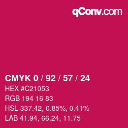 颜色代码: CMYK 0 / 92 / 57 / 24 | qconv.com