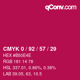 Color code: CMYK 0 / 92 / 57 / 29 | qconv.com