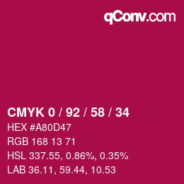 カラーコード: CMYK 0 / 92 / 58 / 34 | qconv.com