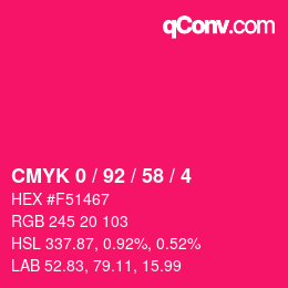 颜色代码: CMYK 0 / 92 / 58 / 4 | qconv.com
