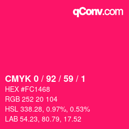 颜色代码: CMYK 0 / 92 / 59 / 1 | qconv.com
