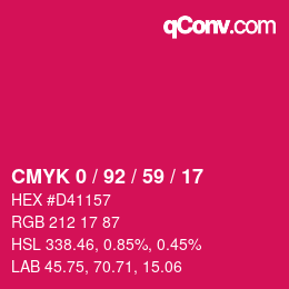 Color code: CMYK 0 / 92 / 59 / 17 | qconv.com