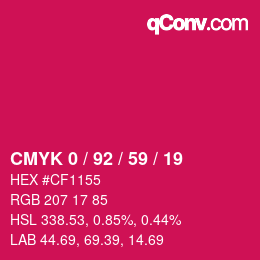 カラーコード: CMYK 0 / 92 / 59 / 19 | qconv.com
