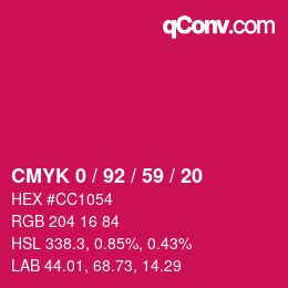 Color code: CMYK 0 / 92 / 59 / 20 | qconv.com