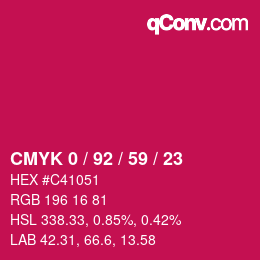 カラーコード: CMYK 0 / 92 / 59 / 23 | qconv.com
