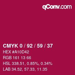 颜色代码: CMYK 0 / 92 / 59 / 37 | qconv.com