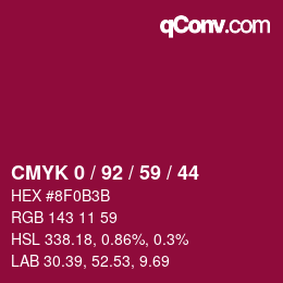 Color code: CMYK 0 / 92 / 59 / 44 | qconv.com