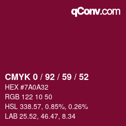 Color code: CMYK 0 / 92 / 59 / 52 | qconv.com