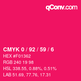 颜色代码: CMYK 0 / 92 / 59 / 6 | qconv.com