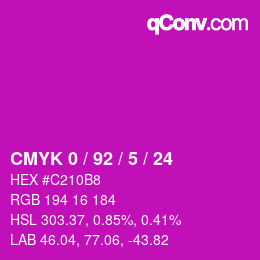 颜色代码: CMYK 0 / 92 / 5 / 24 | qconv.com