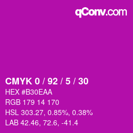 カラーコード: CMYK 0 / 92 / 5 / 30 | qconv.com