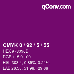 颜色代码: CMYK 0 / 92 / 5 / 55 | qconv.com