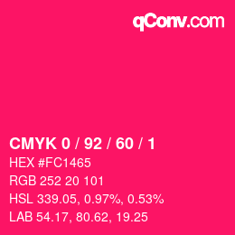 Color code: CMYK 0 / 92 / 60 / 1 | qconv.com
