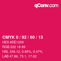 Farbcode: CMYK 0 / 92 / 60 / 13 | qconv.com