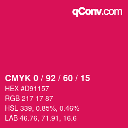 カラーコード: CMYK 0 / 92 / 60 / 15 | qconv.com