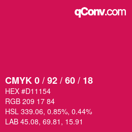 颜色代码: CMYK 0 / 92 / 60 / 18 | qconv.com