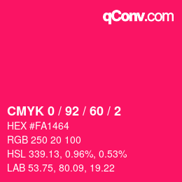Code couleur: CMYK 0 / 92 / 60 / 2 | qconv.com