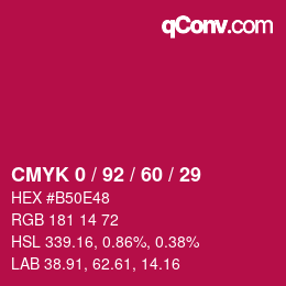 Color code: CMYK 0 / 92 / 60 / 29 | qconv.com