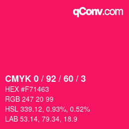 Farbcode: CMYK 0 / 92 / 60 / 3 | qconv.com