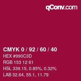 Farbcode: CMYK 0 / 92 / 60 / 40 | qconv.com