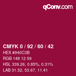 Color code: CMYK 0 / 92 / 60 / 42 | qconv.com
