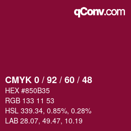 Color code: CMYK 0 / 92 / 60 / 48 | qconv.com