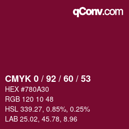 Color code: CMYK 0 / 92 / 60 / 53 | qconv.com