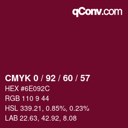 颜色代码: CMYK 0 / 92 / 60 / 57 | qconv.com