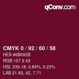 Color code: CMYK 0 / 92 / 60 / 58 | qconv.com