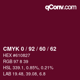 Color code: CMYK 0 / 92 / 60 / 62 | qconv.com