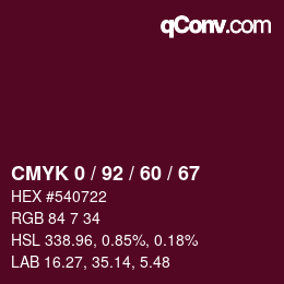 Color code: CMYK 0 / 92 / 60 / 67 | qconv.com