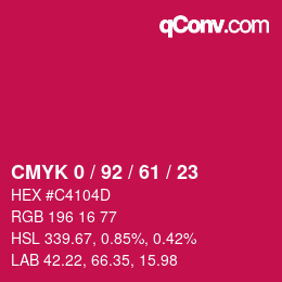カラーコード: CMYK 0 / 92 / 61 / 23 | qconv.com