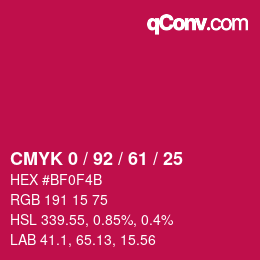 Color code: CMYK 0 / 92 / 61 / 25 | qconv.com