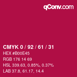 Color code: CMYK 0 / 92 / 61 / 31 | qconv.com