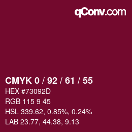 颜色代码: CMYK 0 / 92 / 61 / 55 | qconv.com
