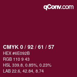 颜色代码: CMYK 0 / 92 / 61 / 57 | qconv.com