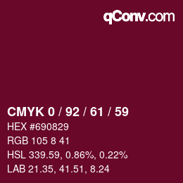 カラーコード: CMYK 0 / 92 / 61 / 59 | qconv.com