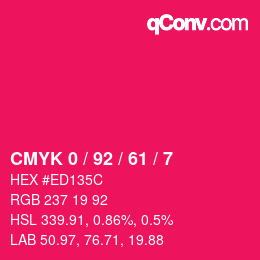 颜色代码: CMYK 0 / 92 / 61 / 7 | qconv.com