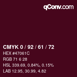カラーコード: CMYK 0 / 92 / 61 / 72 | qconv.com