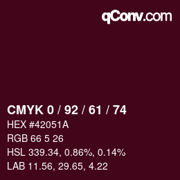 颜色代码: CMYK 0 / 92 / 61 / 74 | qconv.com