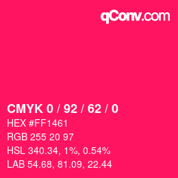 颜色代码: CMYK 0 / 92 / 62 / 0 | qconv.com