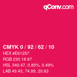 颜色代码: CMYK 0 / 92 / 62 / 10 | qconv.com
