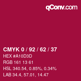 颜色代码: CMYK 0 / 92 / 62 / 37 | qconv.com