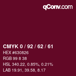 カラーコード: CMYK 0 / 92 / 62 / 61 | qconv.com