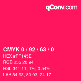 颜色代码: CMYK 0 / 92 / 63 / 0 | qconv.com
