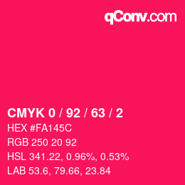 颜色代码: CMYK 0 / 92 / 63 / 2 | qconv.com