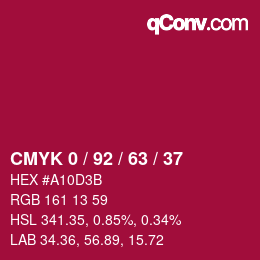 颜色代码: CMYK 0 / 92 / 63 / 37 | qconv.com