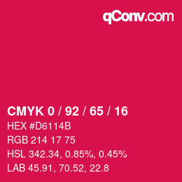 Color code: CMYK 0 / 92 / 65 / 16 | qconv.com